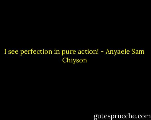 I see perfection in pure action! - Anyaele Sam Chiyson