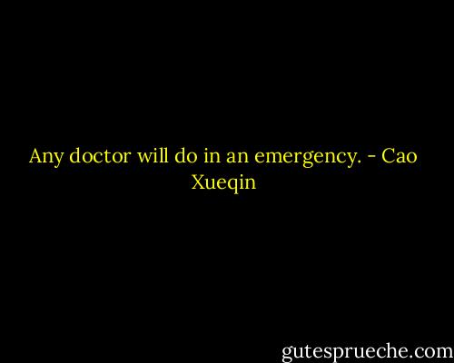 Any doctor will do in an emergency. - Cao Xueqin