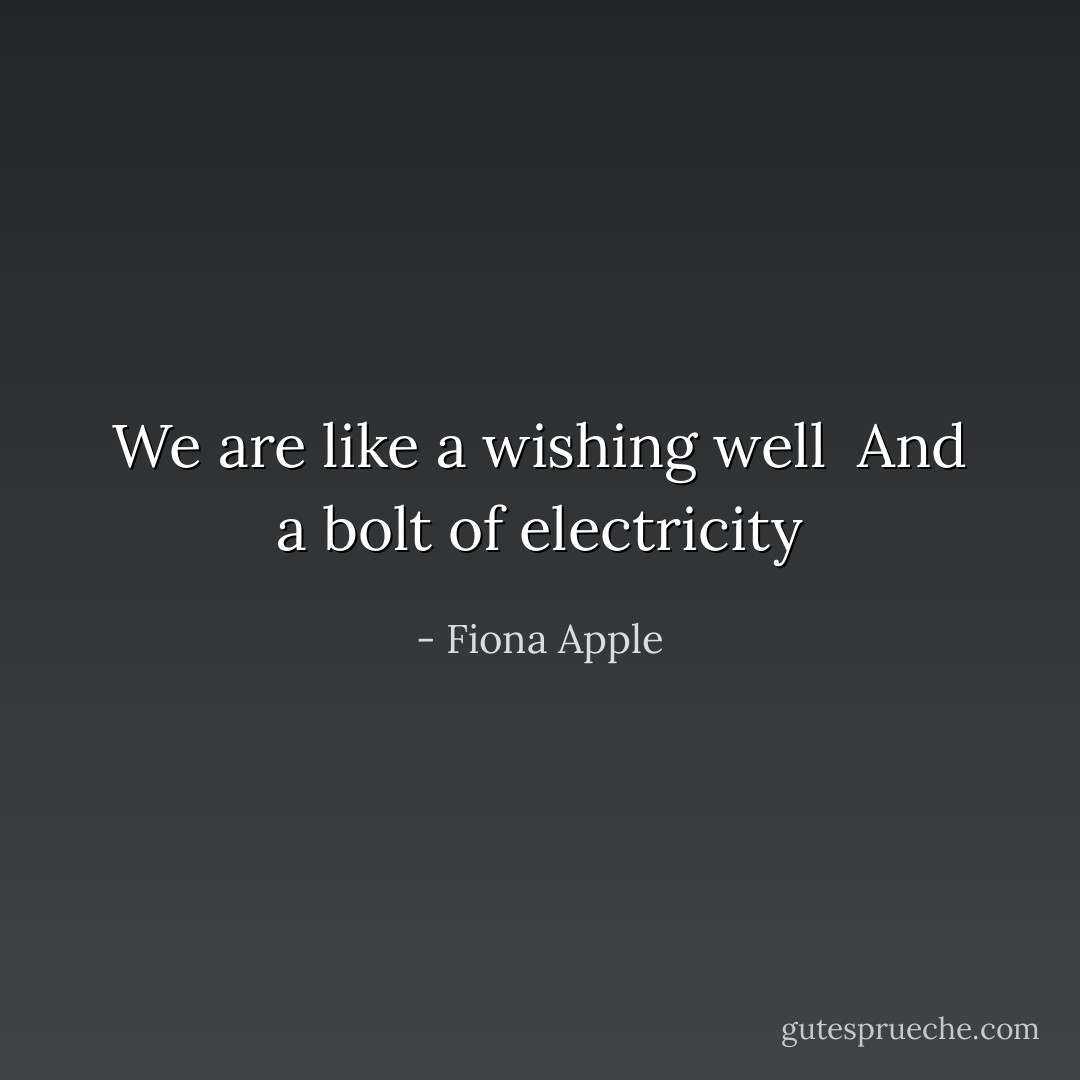 We are like a wishing well <br />And a bolt of electricity - Fiona Apple