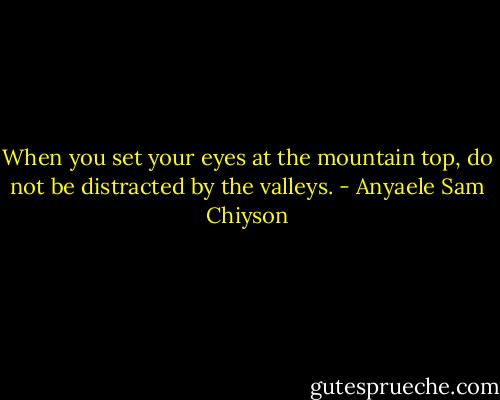 When you set your eyes at the mountain top, do not be distracted by the valleys. - Anyaele Sam Chiyson