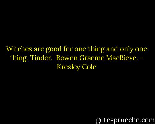 Witches are good for one thing and only one thing.<br />Tinder.<br /><br />Bowen Graeme MacRieve. - Kresley Cole