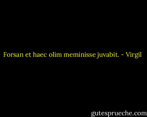 Forsan et haec olim meminisse juvabit. - Virgil