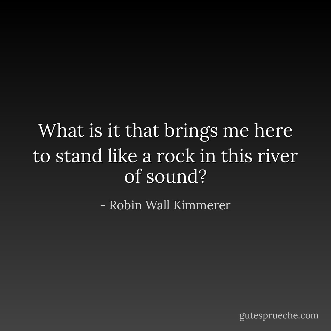 What is it that brings me here to stand like a rock in this river of sound? - Robin Wall Kimmerer