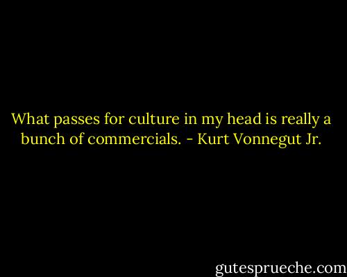 What passes for culture in my head is really a bunch of commercials. - Kurt Vonnegut Jr.