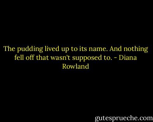 The pudding lived up to its name. And nothing fell off that wasn't supposed to. - Diana Rowland
