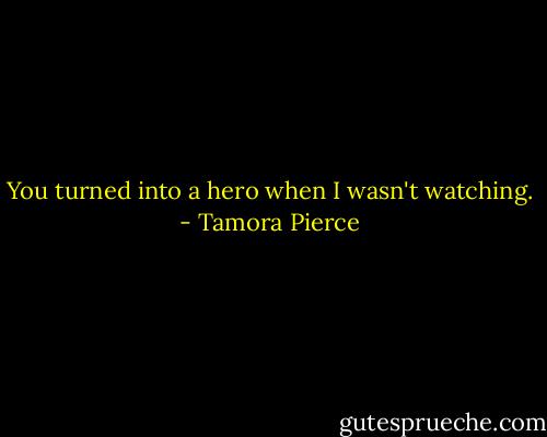 You turned into a hero when I wasn't watching. - Tamora Pierce