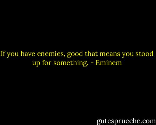 If you have enemies, good that means you stood up for something. - Eminem