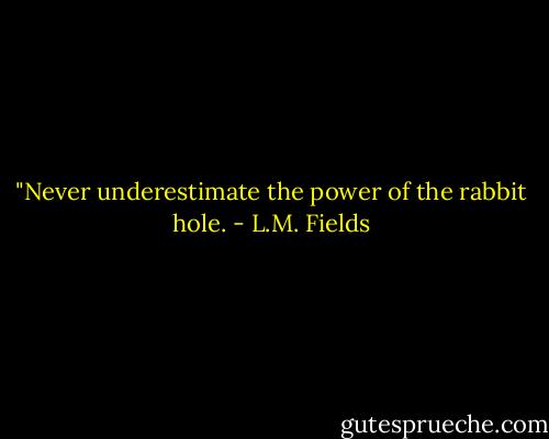 ‎"Never underestimate the power of the rabbit hole. - L.M. Fields