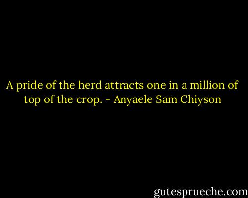 A pride of the herd attracts one in a million of top of the crop. - Anyaele Sam Chiyson