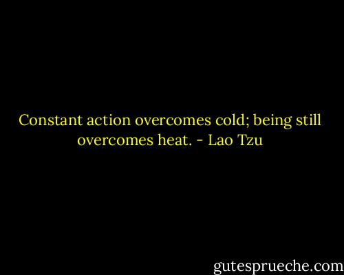 Constant action overcomes cold; being still overcomes heat. - Lao Tzu