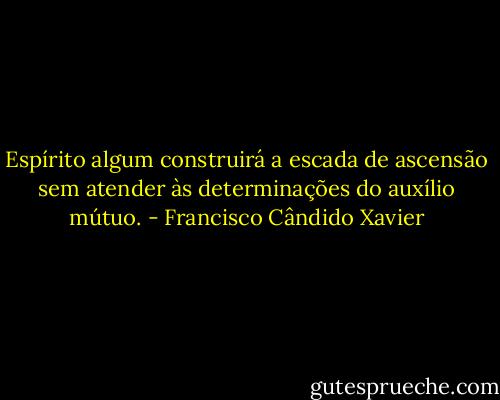 Espírito algum construirá a escada de ascensão sem atender às determinações do auxílio mútuo. - Francisco Cândido Xavier