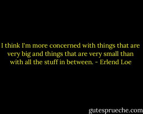 I think I'm more concerned with things that are very big and things that are very small than with all the stuff in between. - Erlend Loe