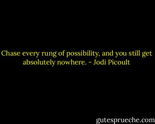 Chase every rung of possibility, and you still get absolutely nowhere. - Jodi Picoult
