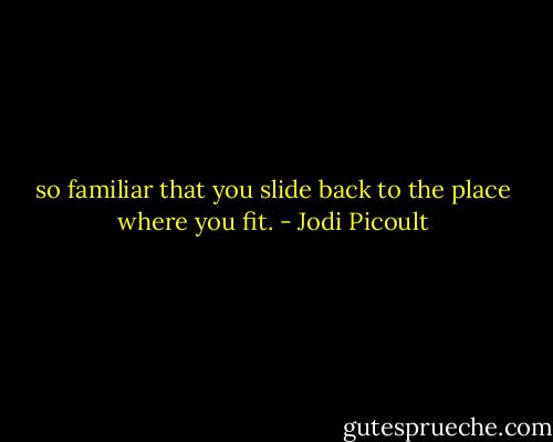 so familiar that you slide back to the place where you fit. - Jodi Picoult