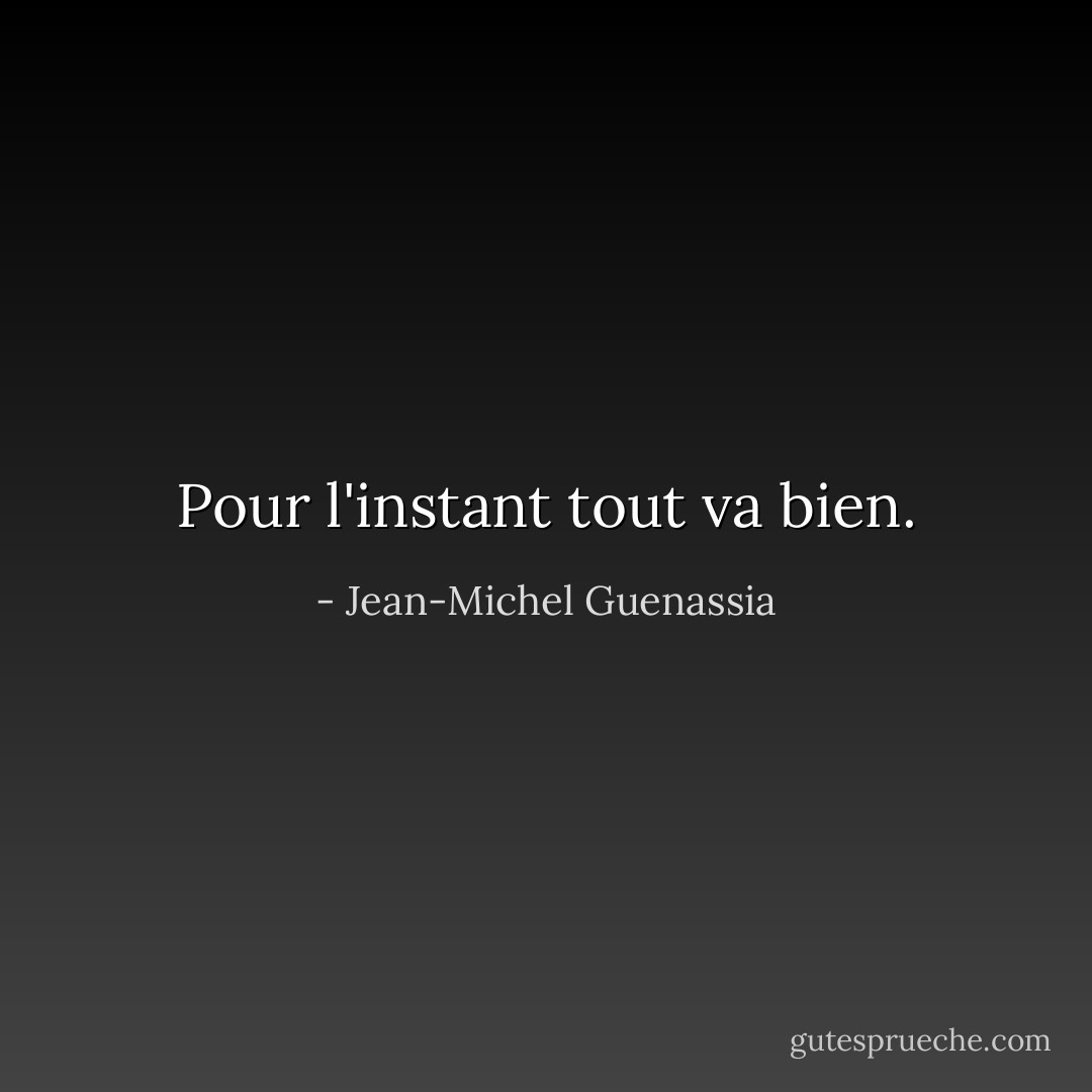 Pour l'instant tout va bien. - Jean-Michel Guenassia