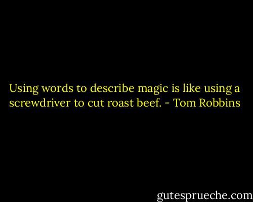 Using words to describe magic is like using a screwdriver to cut roast beef. - Tom Robbins