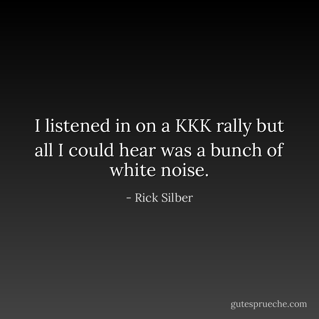 I listened in on a KKK rally but all I could hear was a bunch of white noise. - Rick Silber