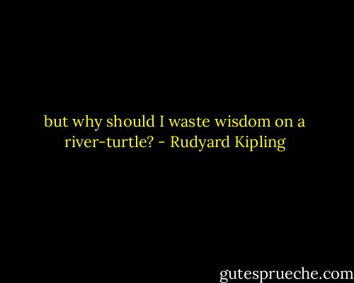 but why should I waste wisdom on a river-turtle? - Rudyard Kipling