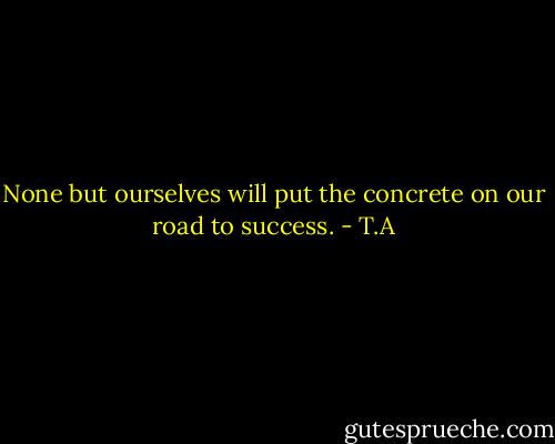 None but ourselves will put the concrete on our road to success. - T.A