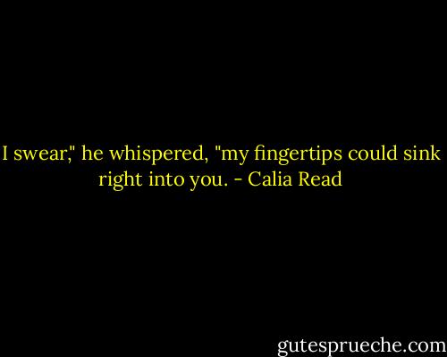 I swear," he whispered, "my fingertips could sink right into you. - Calia Read