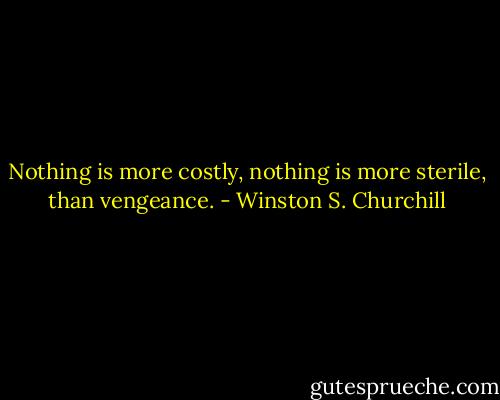 Nothing is more costly, nothing is more sterile, than vengeance. - Winston S. Churchill