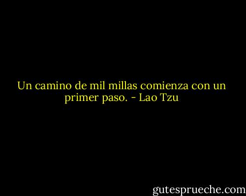 Un camino de mil millas comienza con un primer paso. - Lao Tzu