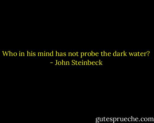 Who in his mind has not probe the dark water? - John Steinbeck
