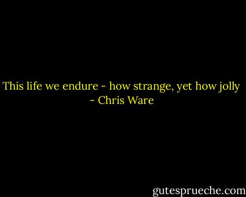 This life we endure - how strange, yet how jolly - Chris Ware