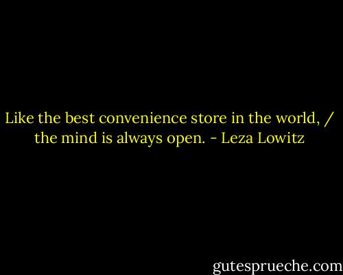 Like the best convenience store in the world, / the mind is always open. - Leza Lowitz
