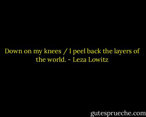 Down on my knees / I peel back the layers of the world. - Leza Lowitz
