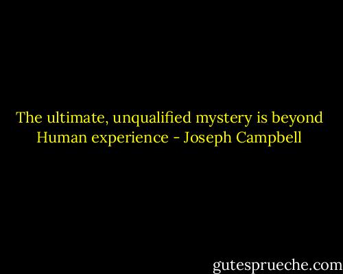 The ultimate, unqualified mystery is beyond Human experience - Joseph Campbell