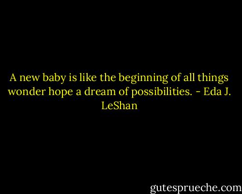 A new baby is like the beginning of all things wonder hope a dream of possibilities. - Eda J. LeShan
