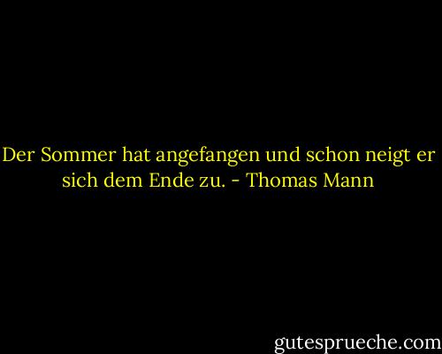 Der Sommer hat angefangen und schon neigt er sich dem Ende zu. - Thomas Mann