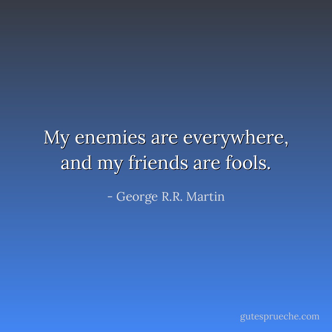 My enemies are everywhere, and my friends are fools. - George R.R. Martin