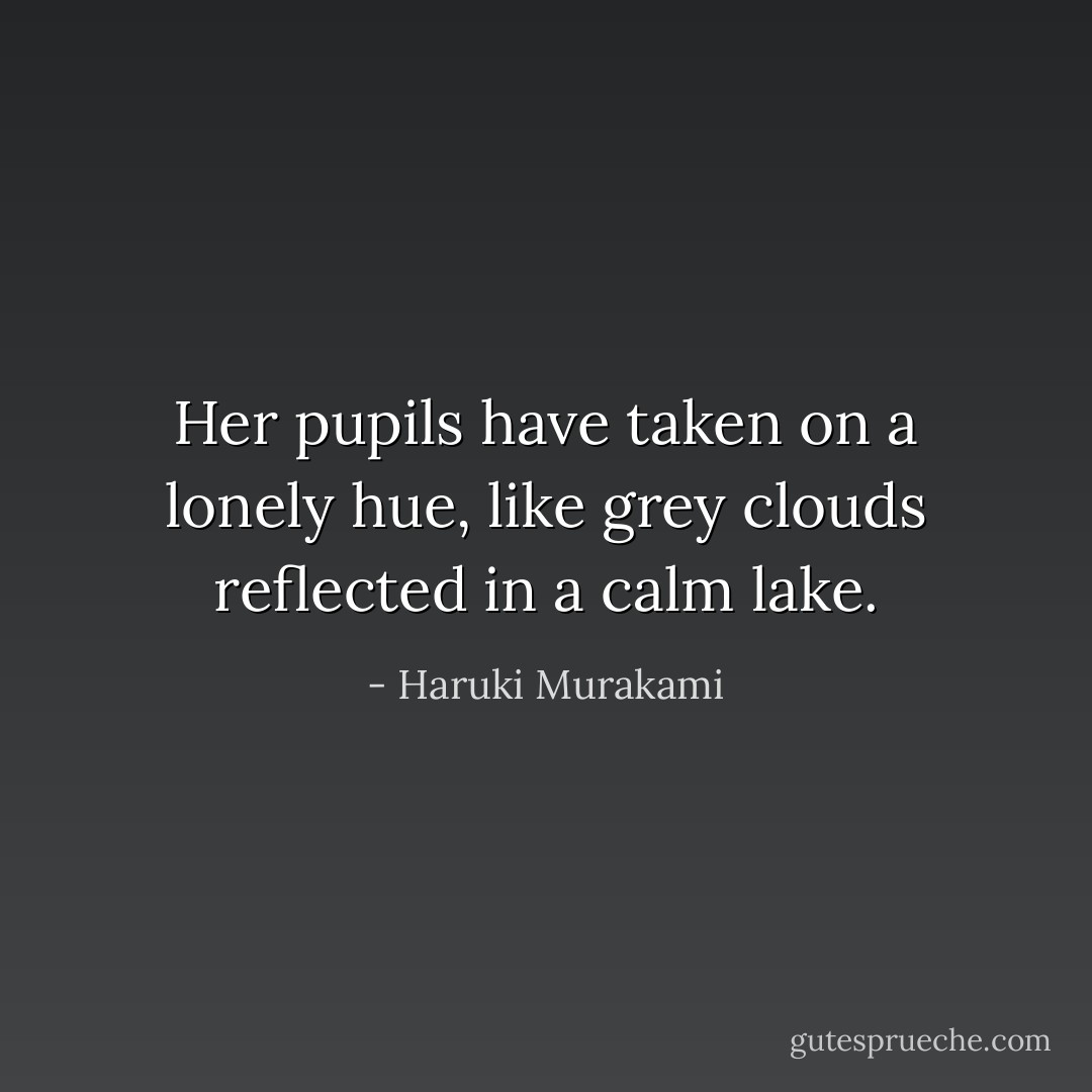 Her pupils have taken on a lonely hue, like grey clouds reflected in a calm lake. - Haruki Murakami