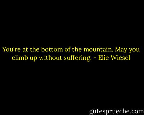 You're at the bottom of the mountain. May you climb up without suffering. - Elie Wiesel