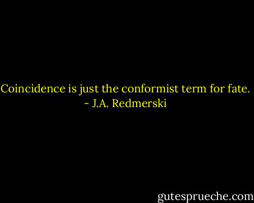 Coincidence is just the conformist term for fate. - J.A. Redmerski