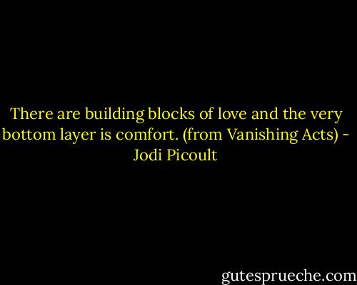 There are building blocks of love and the very bottom layer is comfort. (from Vanishing Acts) - Jodi Picoult