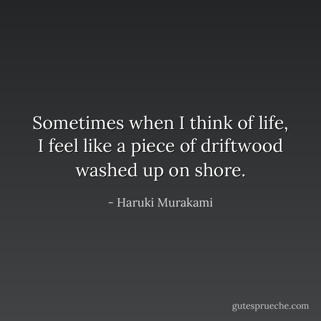 Sometimes when I think of life, I feel like a piece of driftwood washed up on shore. - Haruki Murakami