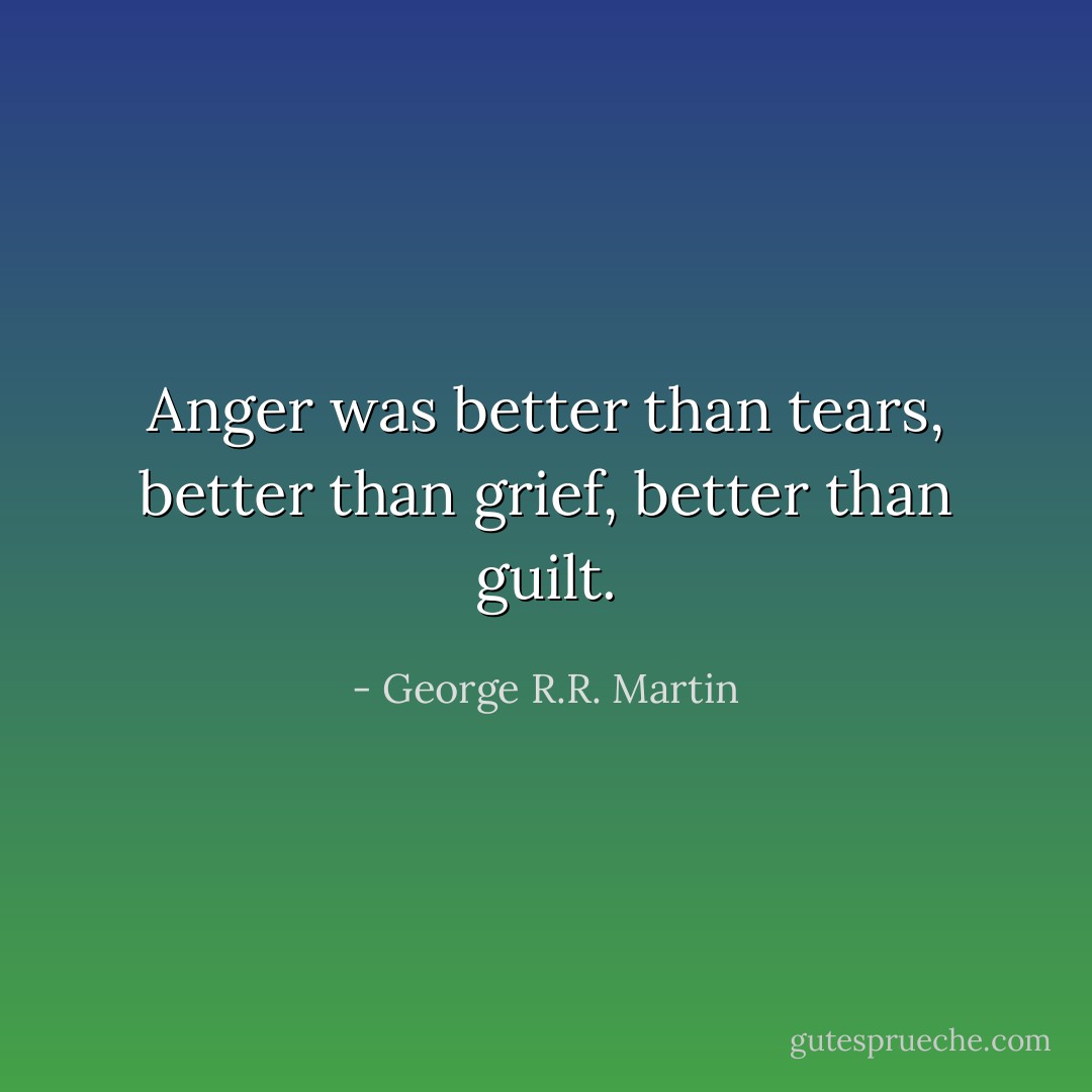 Anger was better than tears, better than grief, better than guilt. - George R.R. Martin