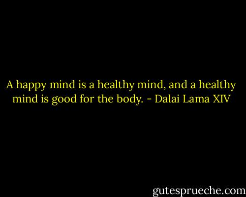 A happy mind is a healthy mind, and a healthy mind is good for the body. - Dalai Lama XIV