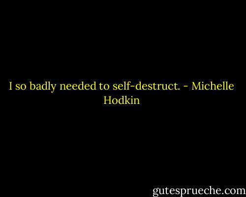 I so badly needed to self-destruct. - Michelle Hodkin