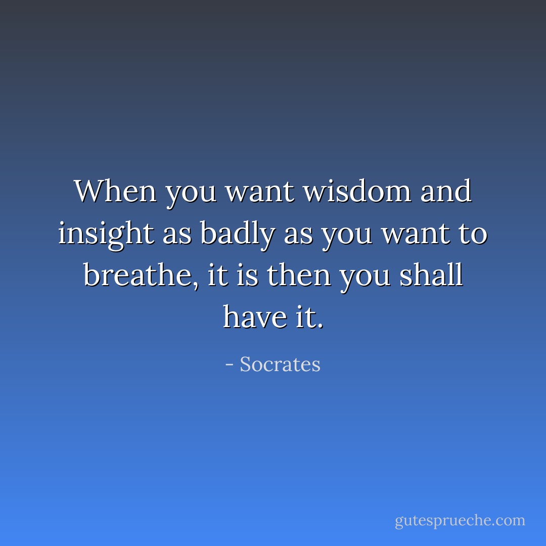 When you want wisdom and insight as badly as you want to breathe, it is then you shall have it. - Socrates