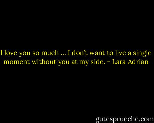 I love you so much … I don’t want to live a single moment without you at my side. - Lara Adrian