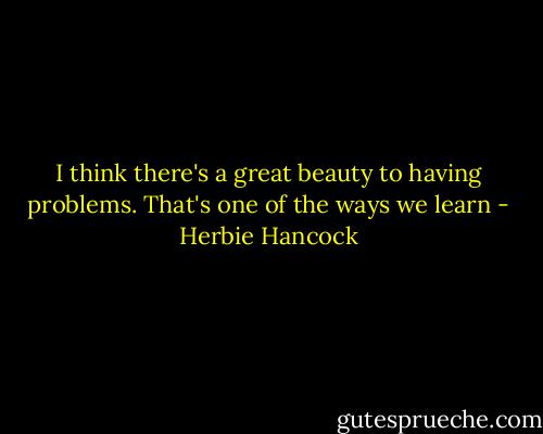 I think there's a great beauty to having problems. That's one of the ways we learn - Herbie Hancock