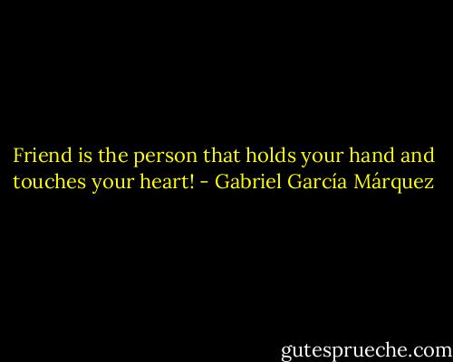 Friend is the person that holds your hand and touches your heart! - Gabriel García Márquez