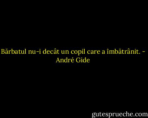 Bărbatul nu-i decât un copil care a îmbătrânit. - André Gide
