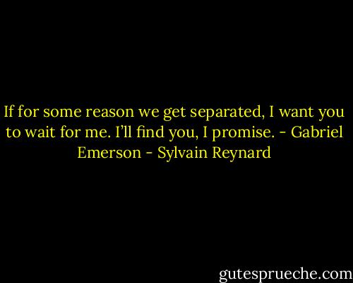 If for some reason we get separated, I want you to wait for me. I’ll find you, I promise. - Gabriel Emerson - Sylvain Reynard