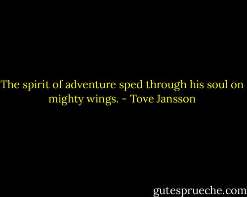 The spirit of adventure sped through his soul on mighty wings. - Tove Jansson