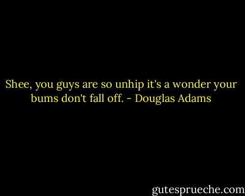 Shee, you guys are so unhip it's a wonder your bums don't fall off. - Douglas Adams